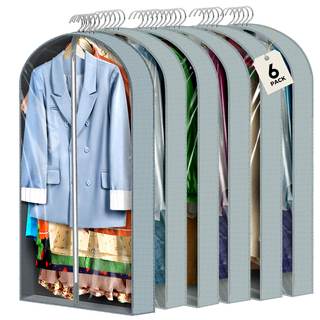 6 pcs 40" Garment Bags for Hanging Clothes, Clear Suit Bags for…