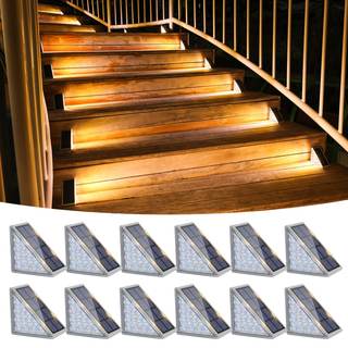 VOLISUN Outdoor Stair Lights 12 Pack, Solar Step Lights Waterproof IP67,80…