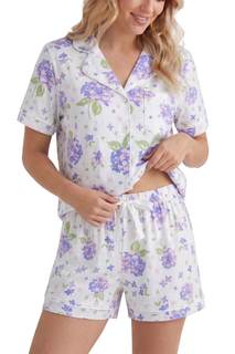 LUBOT 100% Cotton Pajamas for Women 2 Piece PJ Set Button-Down Soft Knit Short…