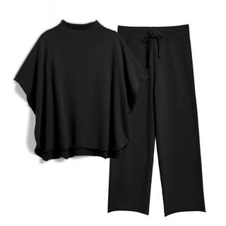 SeeLuNa Women's Two Piece Outfits 3/4 Batwing Sleeve Capelet Crew…