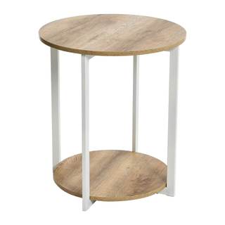 Household Essentials Jamestown Round Side End Table with Storage…