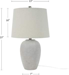 Nourison Home 23" Vintage Gray Ceramic Table Lamp with Light Gray…
