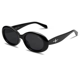 SOJOS Retro Oval Polarized Sunglasses for… — Black/Grey / 53 Millimeters