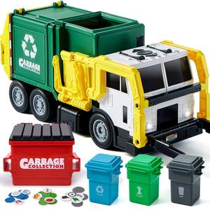 JOYIN Large Friction Powered Garbage Truck Toy Set, Includes 1…