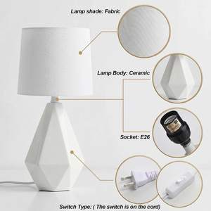 SOTTAE Modern Small Ceramic Table Lamp, White… — main image