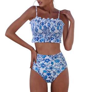 RXRXCOCO Womens Shirred Bandeau Bikini Cute Two Piece Swimsuit Off…