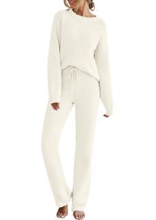 MEROKEETY Womens Cute Fuzzy Lounge Set Cozy Fall Pajamas | 2 Piece…
