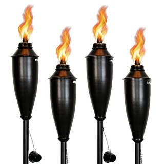 Garden Torches for Outside - Deco Home Pack of 4 Metal Garden Torches…