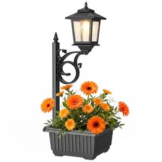 PASAMIC Solar Lamp Post with Planter, Large 11" Planter, 2 in 1 Outdoor Solar…