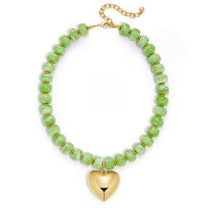 WOWORAMA Chunky Heart Necklaces for Women Colorful Resin Beaded Choker Necklace Gold…