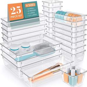 25 PCS Clear Plastic Drawer Organizer, Makeup Organizers and Storage…