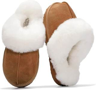Project Cloud Genuine Leather Fur-Lined Non-Slip Clog Slippers for…