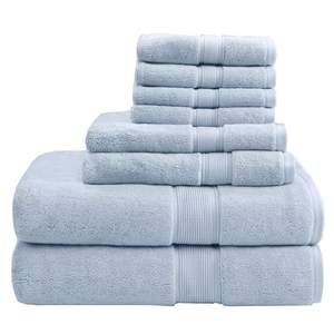 Madison Park 800GSM 100% Cotton Bathroom Bath Towel Set of 8, Light Blue | Long…