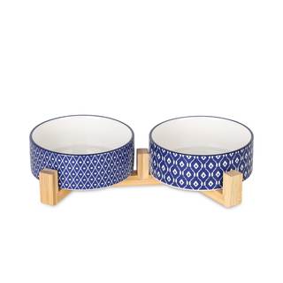 Selamica Ceramic 14 OZ Dog Bowls with Wooden Stand, Anti-Slip Dog…