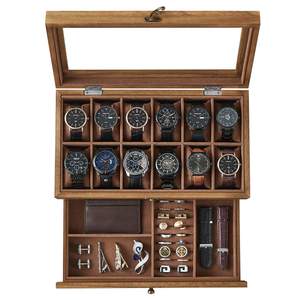 SONGMICS 12-Slot Watch Box, 2-Tier Watch Display Case with Large Glass Lid…