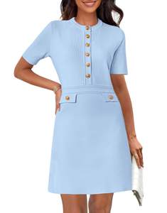 MEROKEETY Women's Summer Short Sleeve Bodycon Sweater Mini Dress |…