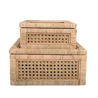 Creative Co-Op Modern Decorative Square Woven Rattan and Wood Display…