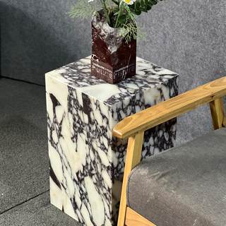 Arabescato Marble Side Table, Square End… — Calacatta-viola / 11.8"L x 11.8"W x 19.6"H