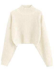ZAFUL Women's Cropped Turtleneck Sweater Lantern Sleeve Ribbed Knit Pullover Sweater…