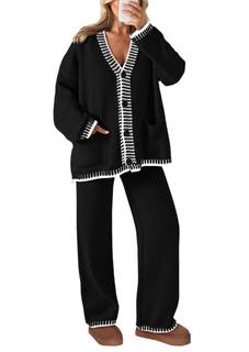 PRETTYGARDEN Women's Fall 2 Piece Knit Sweater Lounge Set | V Neck…