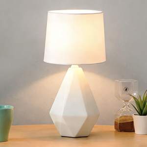 SOTTAE Modern Small Ceramic Table Lamp, White Irregular Geometric…