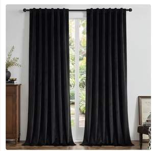 Joydeco Black 100% Blackout Curtains 84 Inch Length 2 Panels Set…